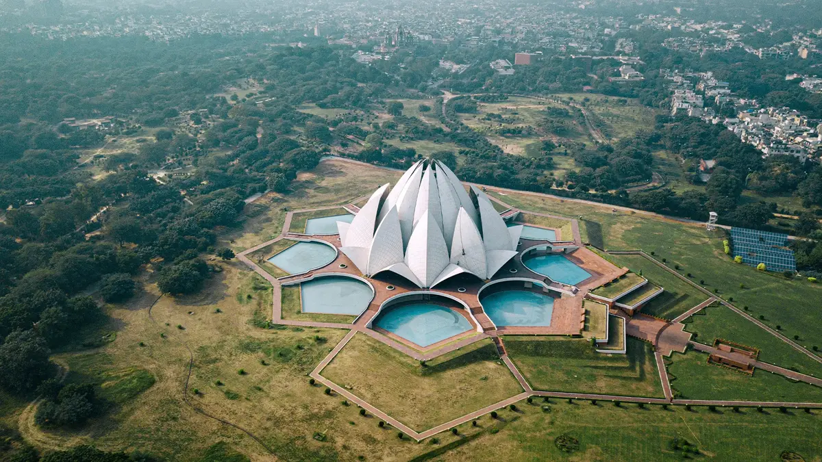 Lotus Temple aerial view