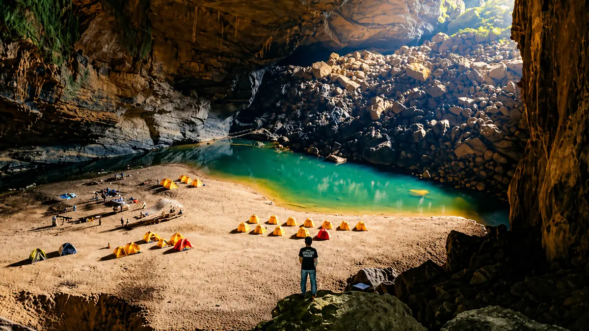 Adventure campsite inside a natural cave in Mizoram