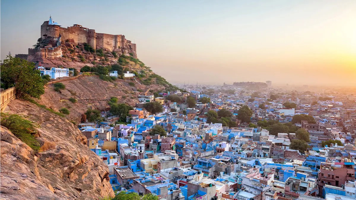 Panoramic view of Mehrangarh Fort above the Blue City of Jodhpur