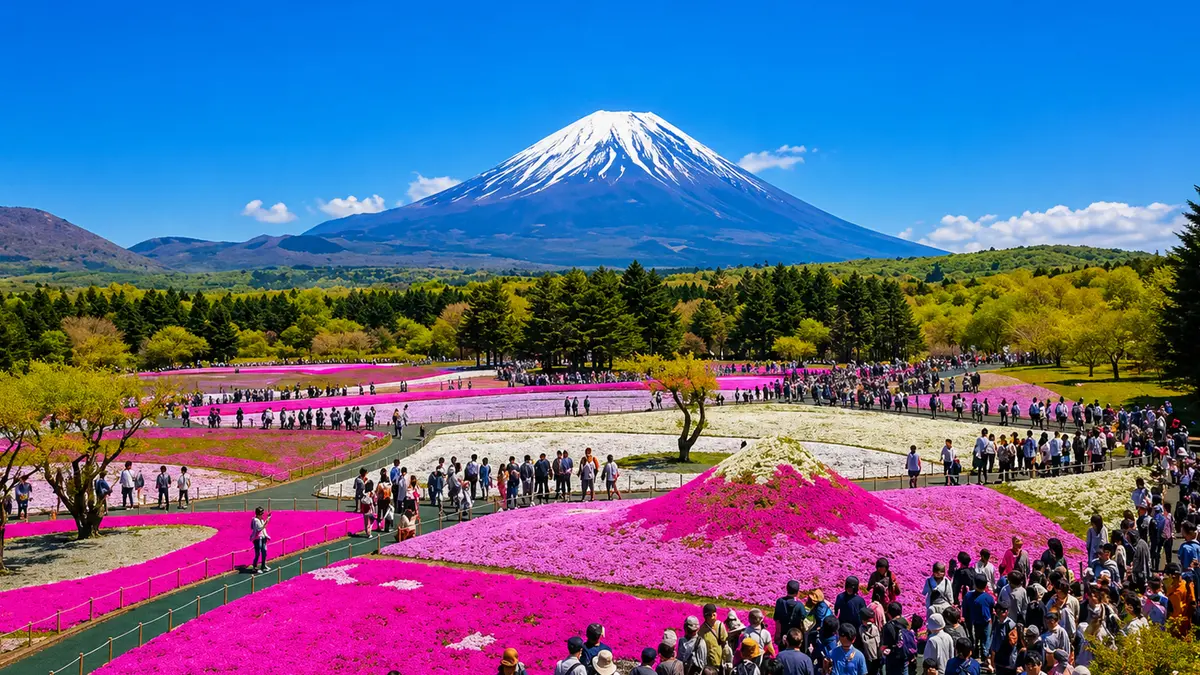Mount Fuji with Shibazakura Flower Festival in Japan