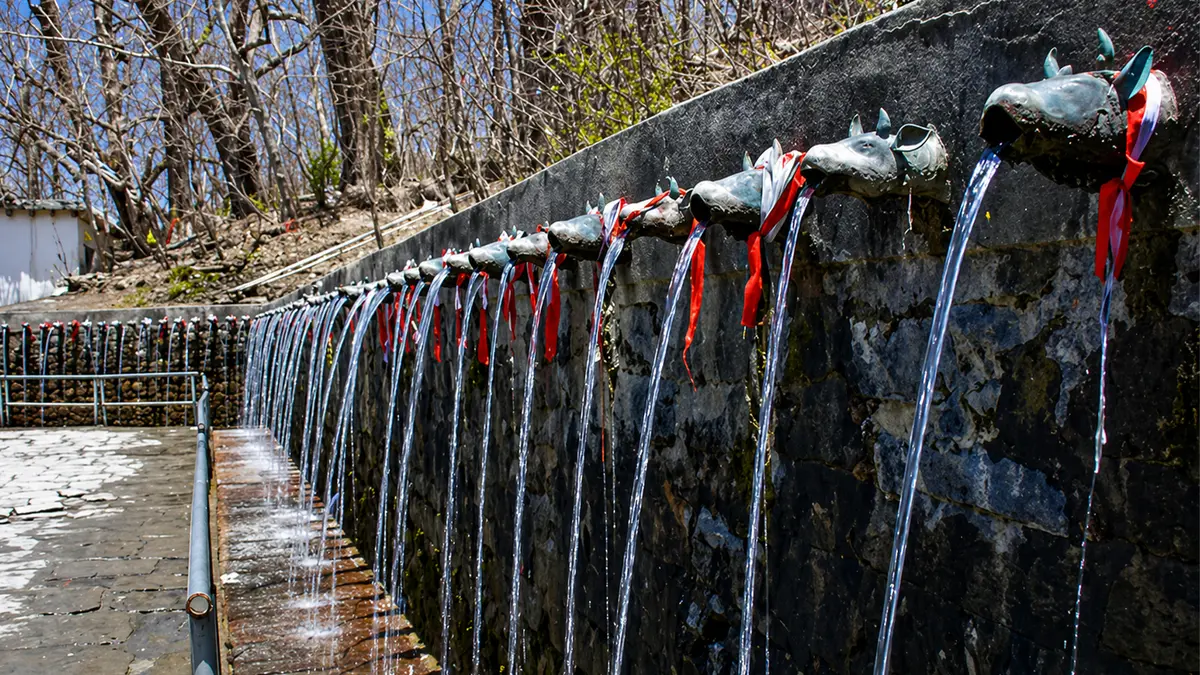 Sacred 108 water spouts at Muktinath