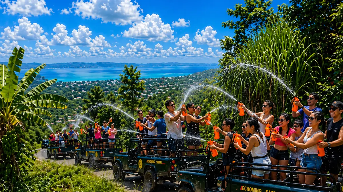 Visitors enjoying Na Muang Waterfall in Koh Samui  Fantastic Koh Samui Tour