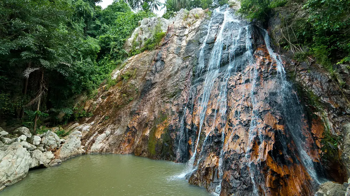 Na Muang Waterfall surrounded by tropical forest on Koh Samui