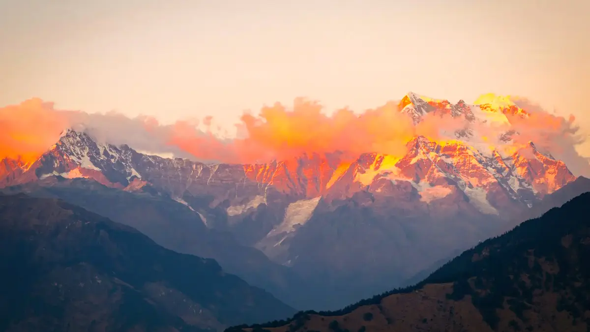 Sunrise over the Nanda Devi mountain range