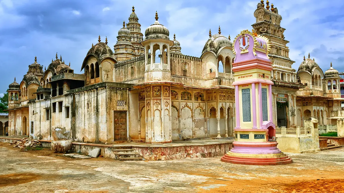 Historic temple with ornate Rajput architecture in Rajasthan