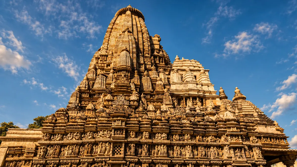 Intricately carved sandstone sanctuary showcasing classical craftsmanship