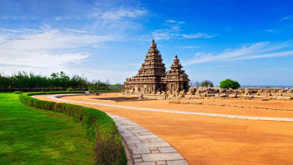 Historic Pancha Rathas temple complex in Mahabalipuram