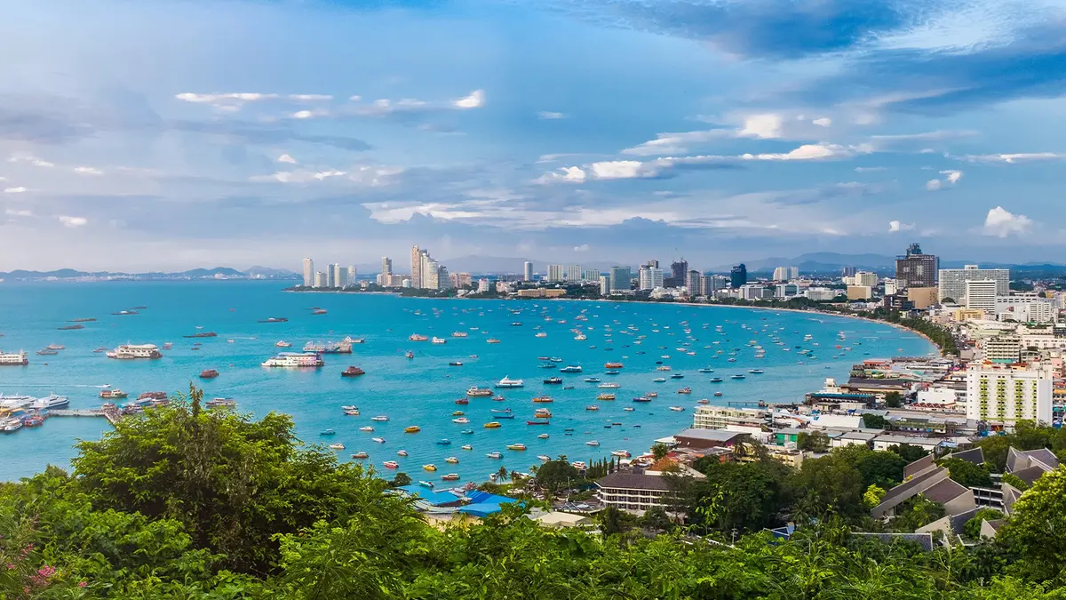 Panoramic view of Pattaya Bay and coastline