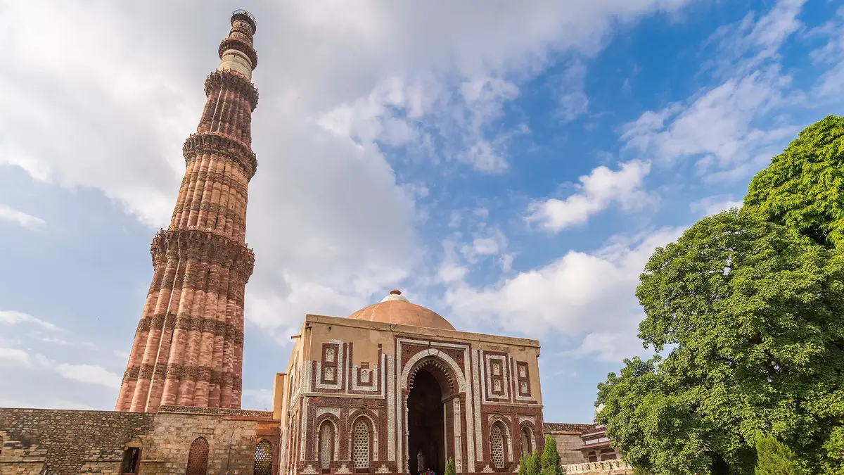 Qutub Minar and surrounding heritage structures in Delhi
