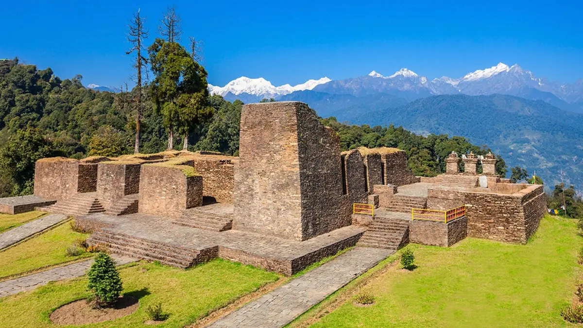 Historic Rabdentse Ruins in Pelling overlooking the Himalayan mountains