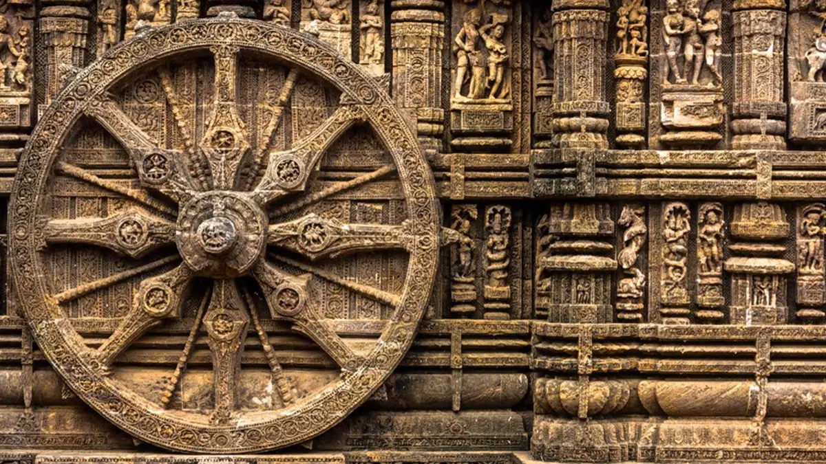 Intricately carved stone chariot wheel motif showcasing ancient craftsmanship