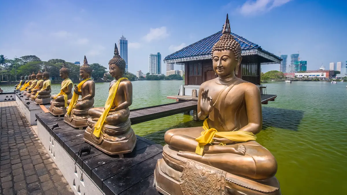 Buddha statues at Seema Malaka Temple in Colombo