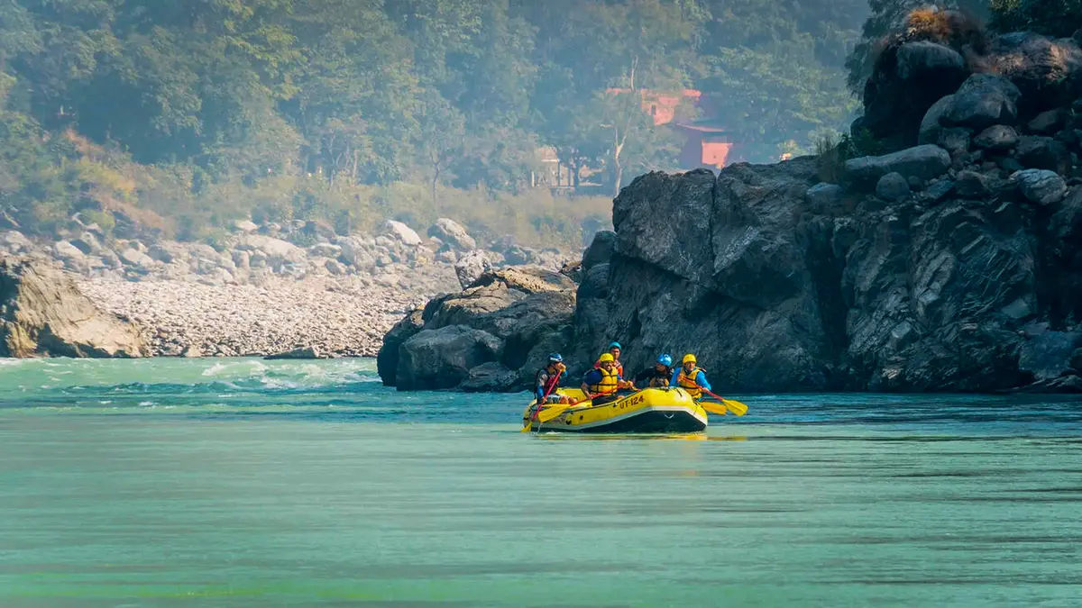 Rafting expedition on the calm stretch of the Ganga from Shivpuri to Rishikesh
