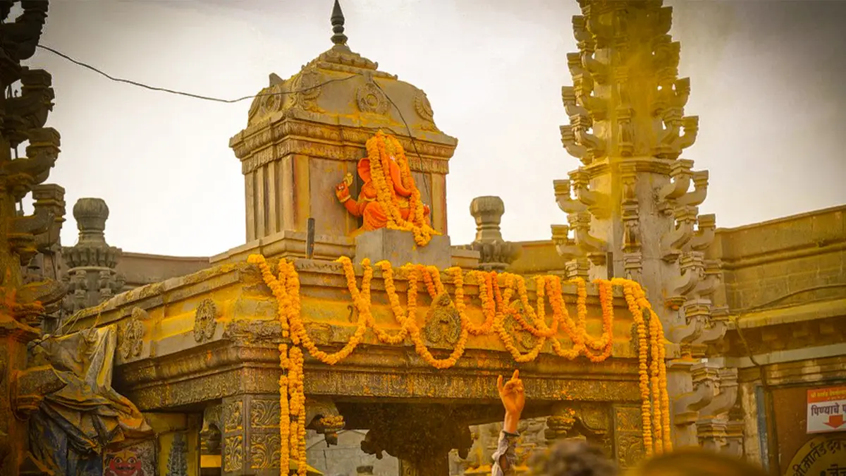 Decorated Siddhivinayak shrine at Siddhatek