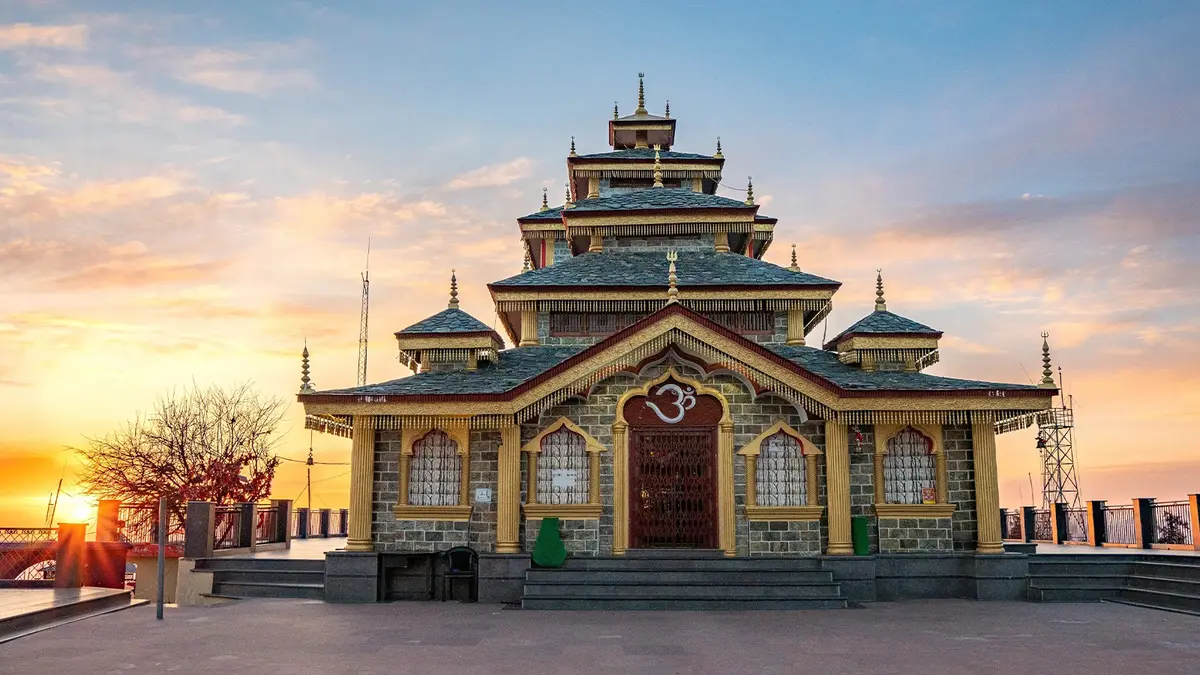 Sacred spiritual landmark illuminated by sunrise in the Himalayas