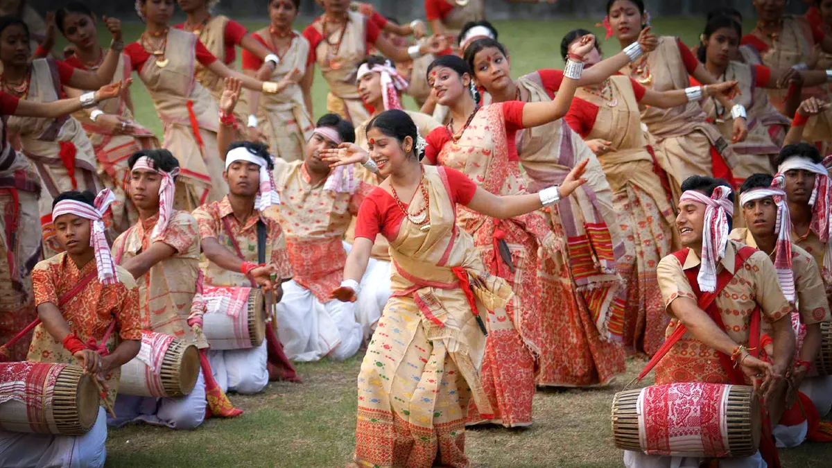 Traditional Bihu dance performance showcasing Assamese culture