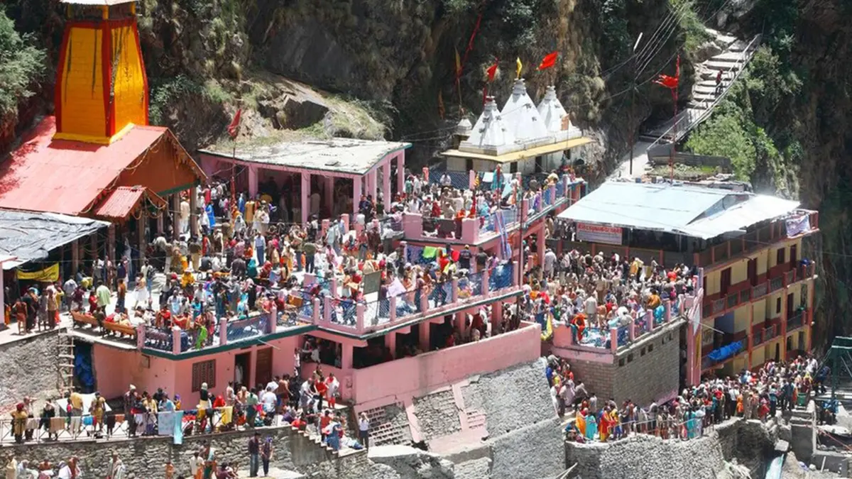 Pilgrims visiting Yamunotri Dham during Char Dham Yatra