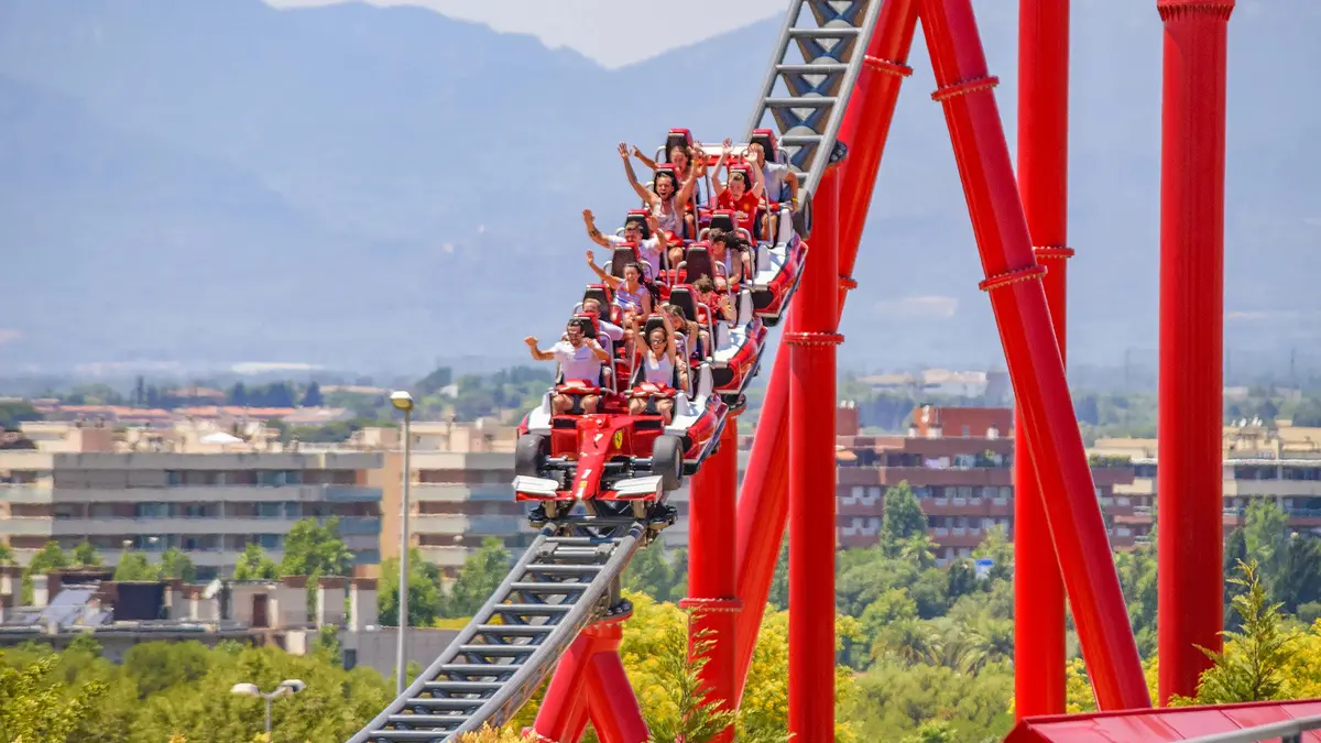 Thrilling roller coaster ride at Yas Island theme park in Abu Dhabi