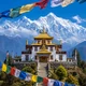 Sikkim Buddhist monastery with Himalayan mountains