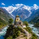 Uttarakhand Himalayan temple and mountain landscape