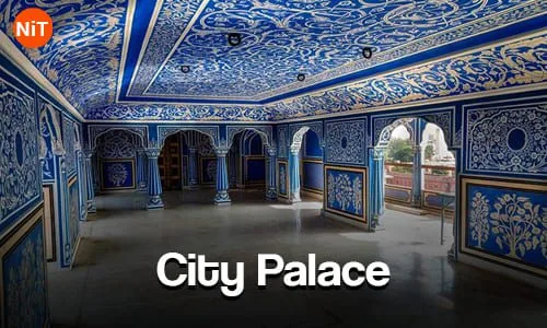 Decorated royal interior at City Palace Jaipur