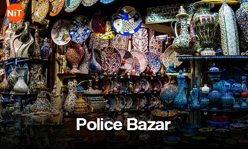 Busy shops and local market area at Police Bazaar Shillong Meghalaya