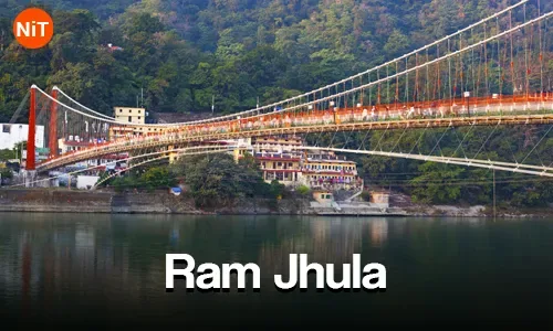 Ram Jhula suspension bridge over the Ganges in Rishikesh
