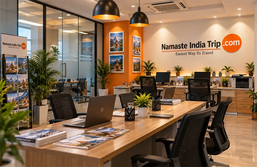 Modern workspace planned for a local travel franchise outlet