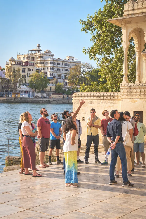 Group travellers enjoying a guided holiday together