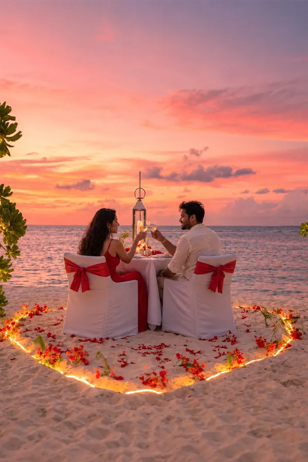 Couple enjoying a romantic honeymoon holiday
