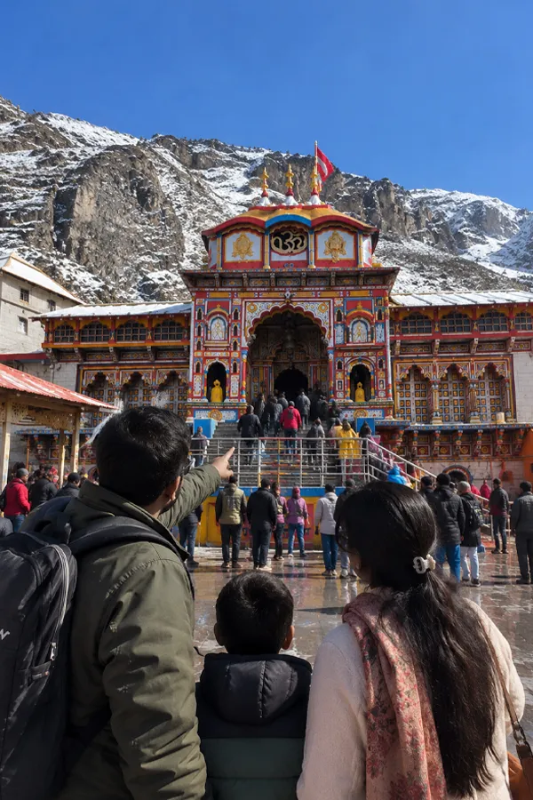 Pilgrims visiting a sacred temple in India