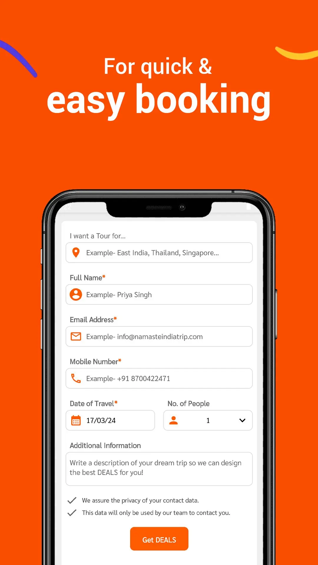 Namaste India Trip app Personalise mode screen