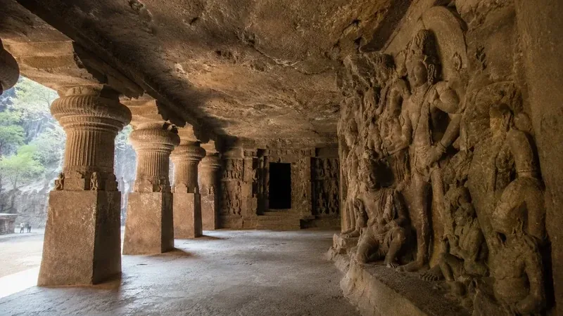 Elephanta Caves located on Elephanta Island, Mumbai