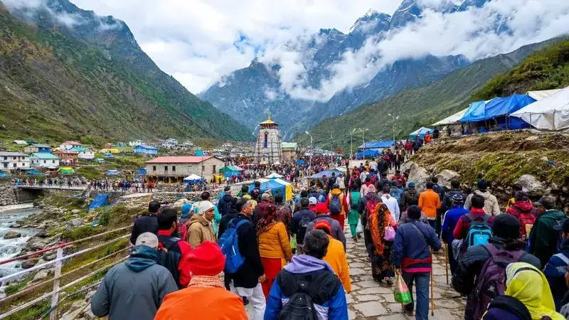 Helicopter parked at a Char Dham pilgrimage helipad