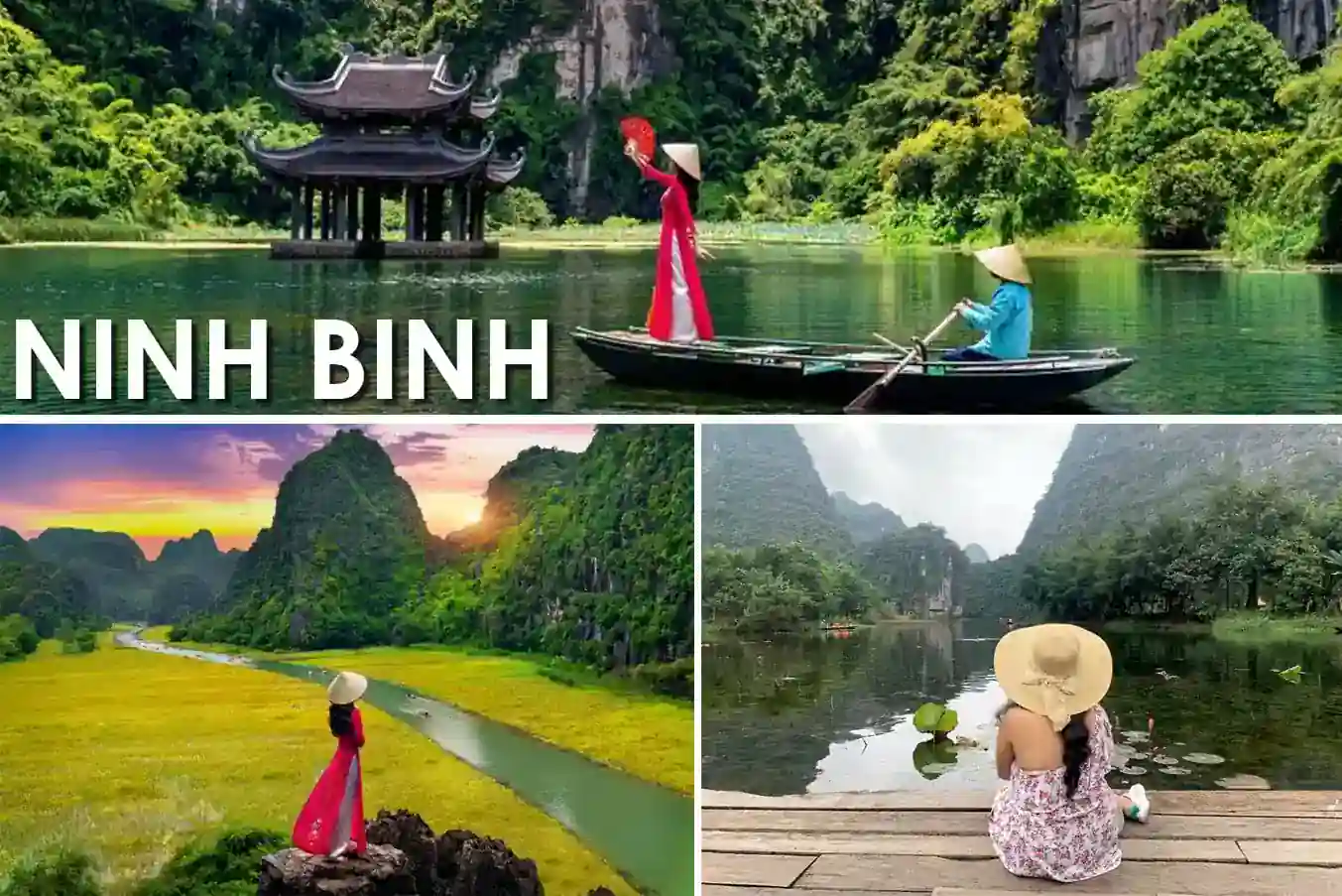 Ninh Binh karst mountains and lush green landscape in Vietnam