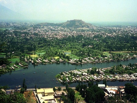 srinagar city aerial view