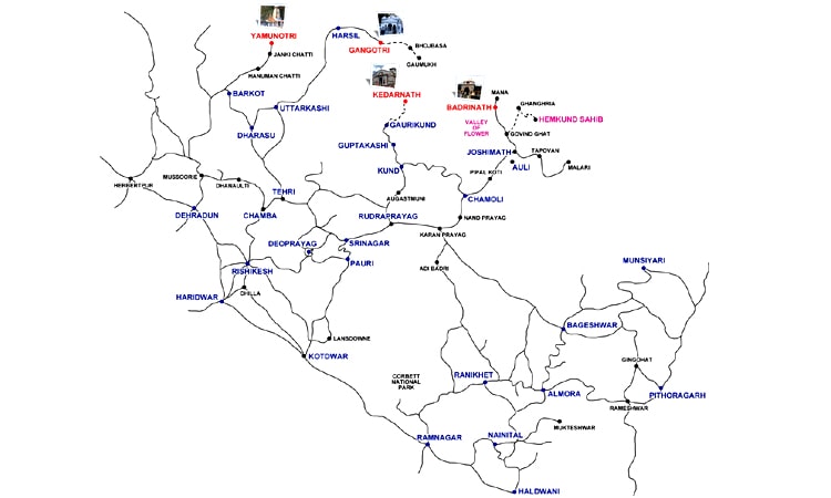 Chardham Yatra Route Map