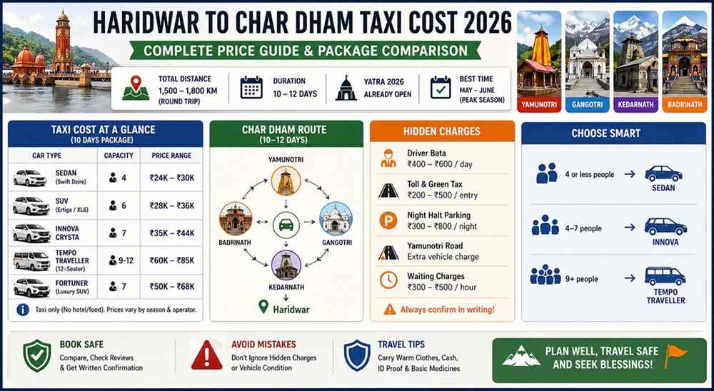 Haridwar to Char Dham Taxi Fare