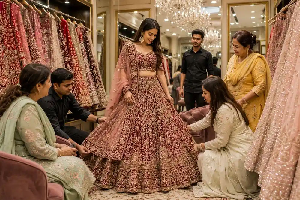 Bridal lehenga shopping Karol Bagh Delhi NRI