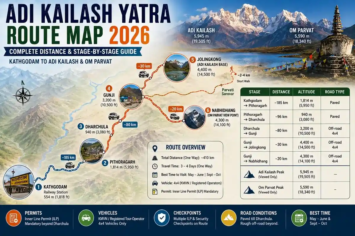 Adi Kailash Yatra Route Map