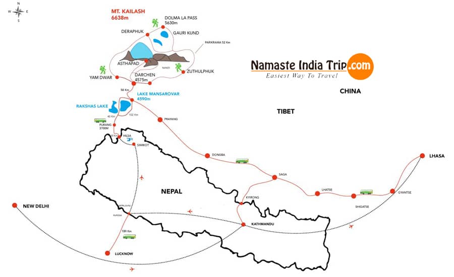 Kailash Mansarovar Route Map